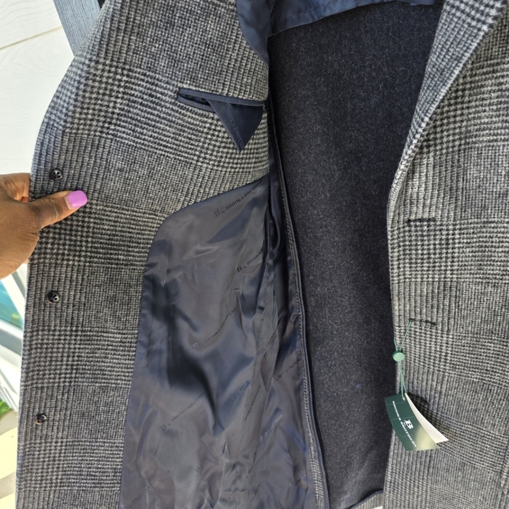 $495 B by Brooks Brothers Men's Plaid Wool Double-Face Overcoat Jacket Size 42R - Picture 10 of 12